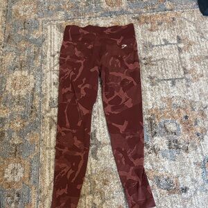 Gymshark Kids Camouflage Maroon Leggings